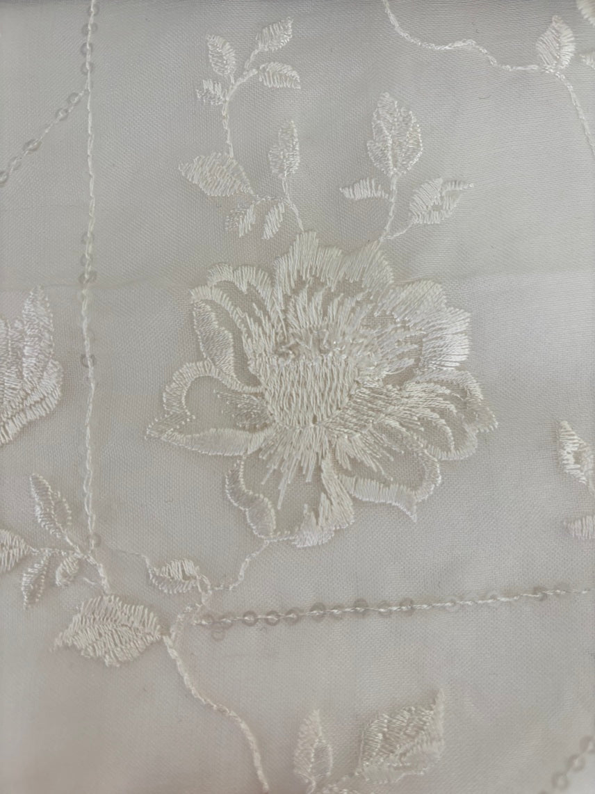 SS1098 Organza de seda bordada