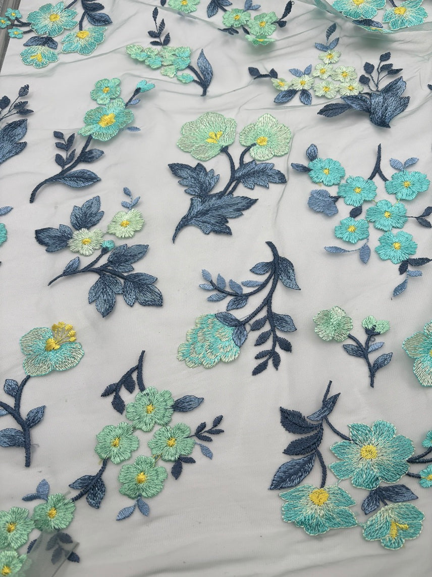 Flower embroidery multicolor R089