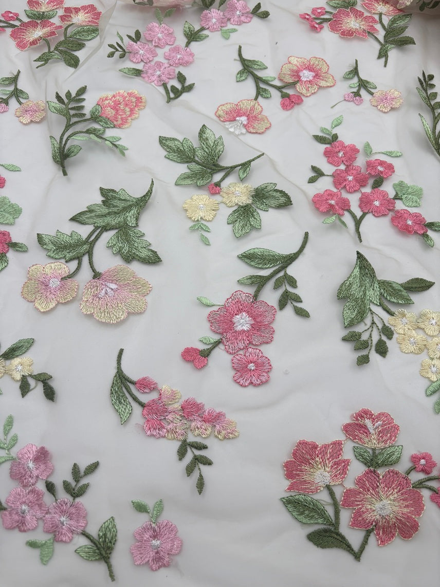 Flower embroidery multicolor R089
