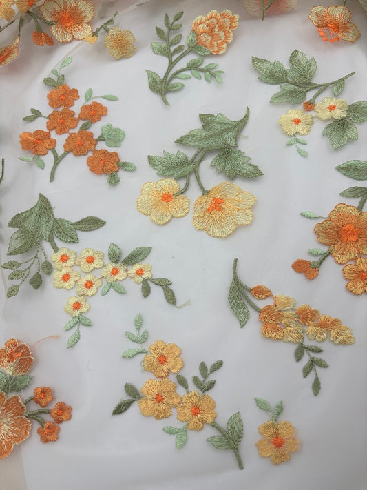Flower embroidery multicolor R089