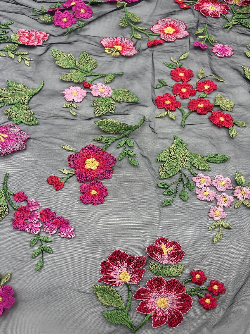 Flower embroidery multicolor R089