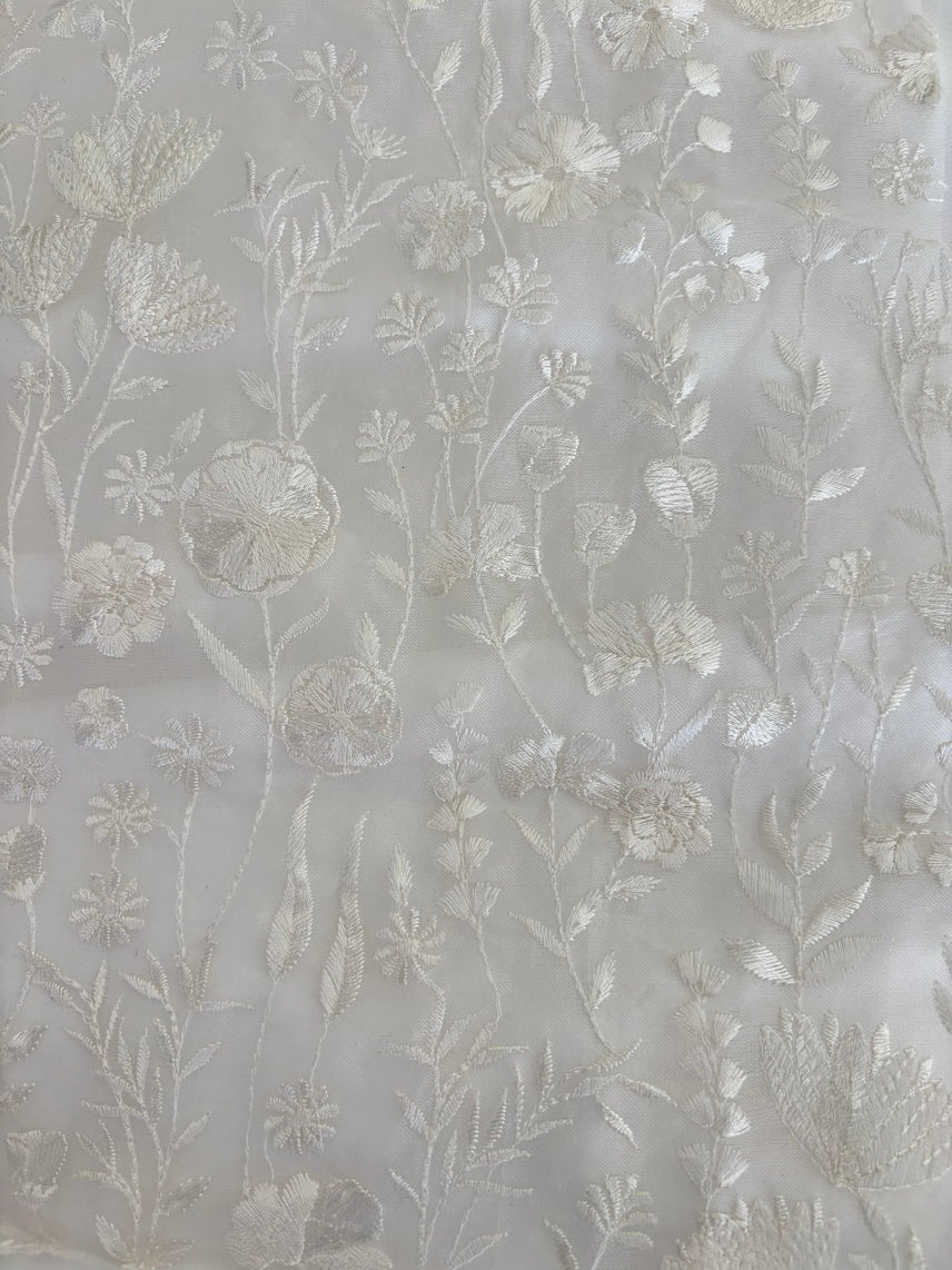 SS1169 Organza de seda bordada