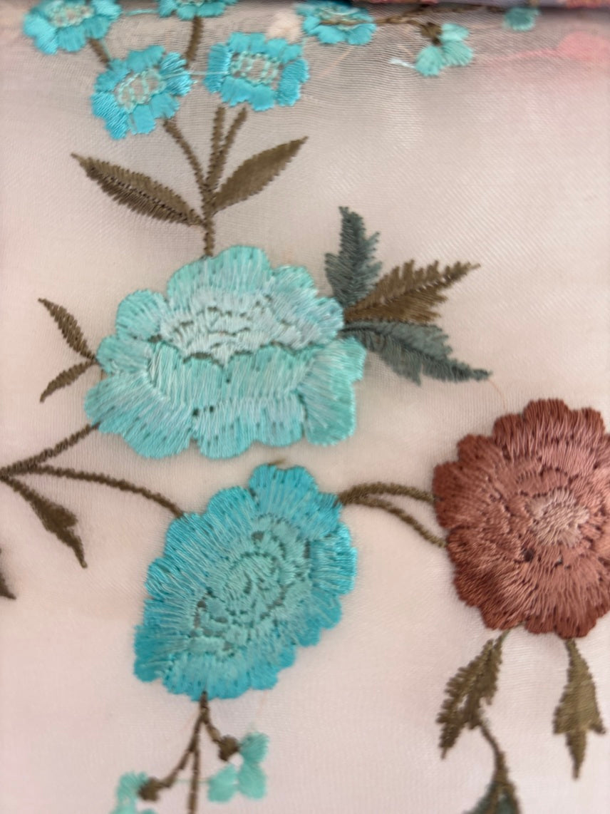 SS1178 Organza de seda bordada