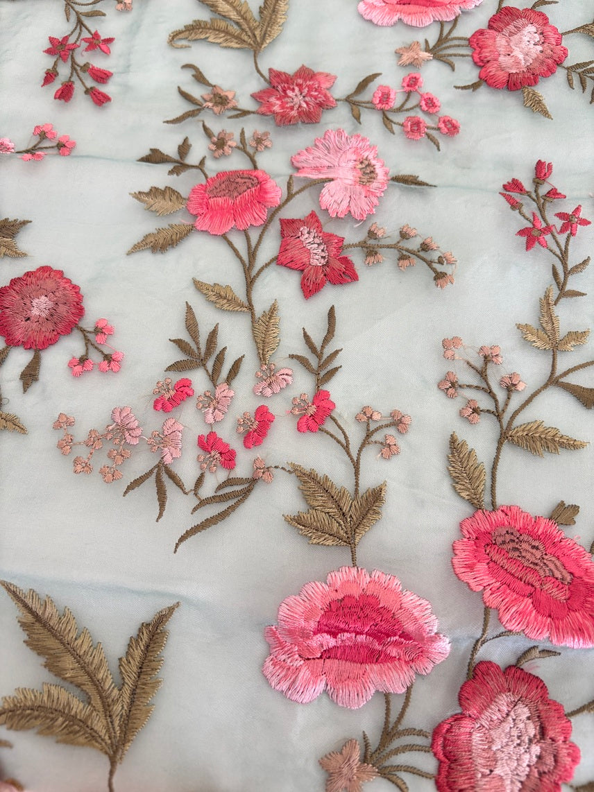 SS1178 Organza de seda bordada